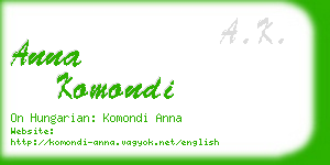 anna komondi business card